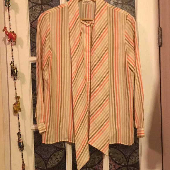 Vintage Country Suburbans Size 14 Blouse with Tie - Picture 4 of 5